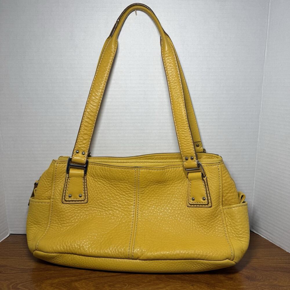 Fossil Mustard Yellow Shoulder Handbag Pebbled Leather Women's Purse